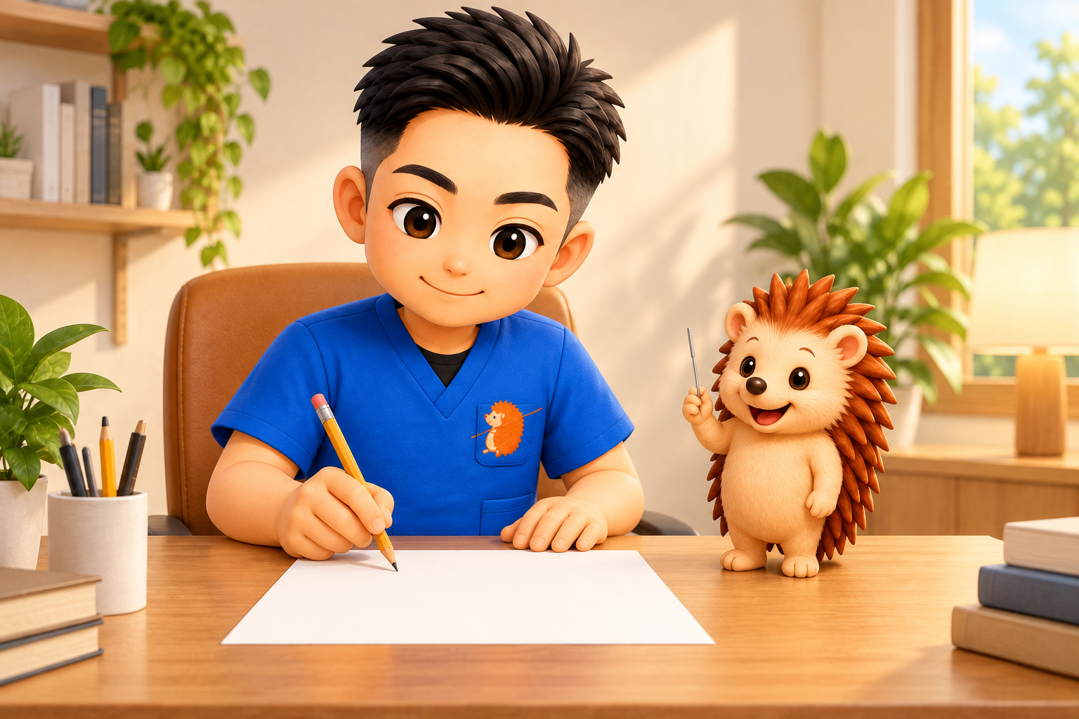 完全に無地の紙に書き込もうとする院長