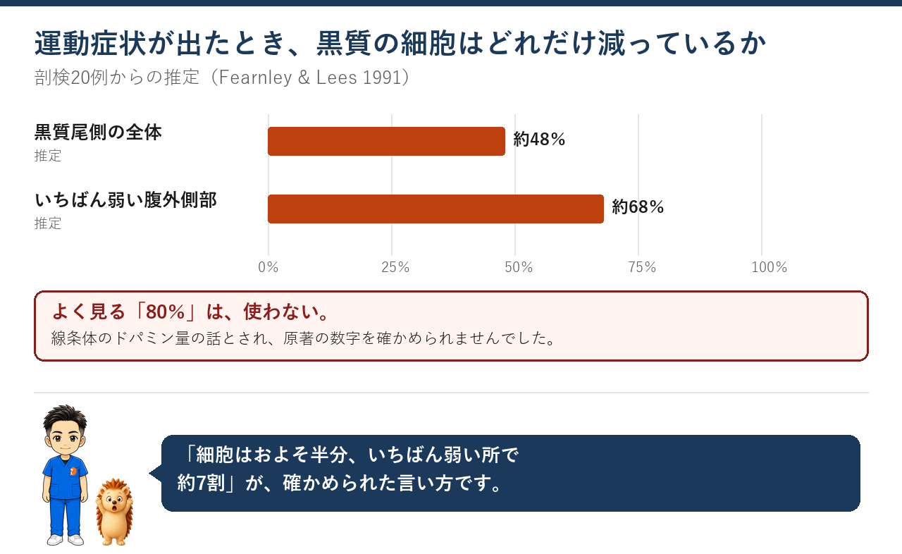 症状が出たときの黒質の減り方