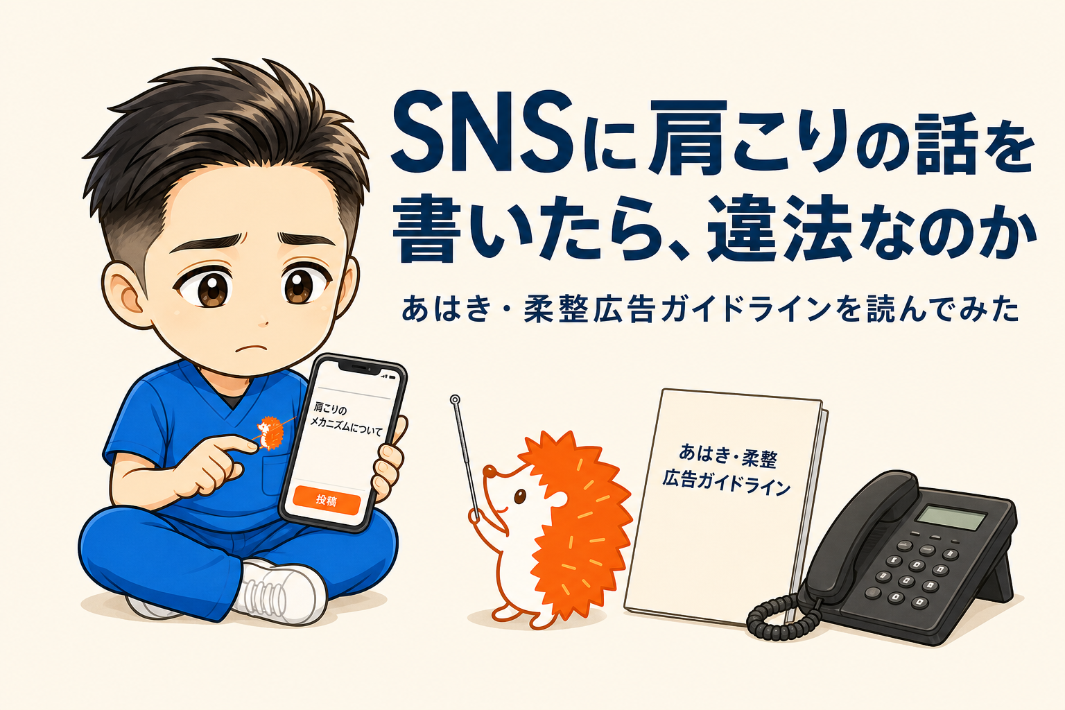SNSに肩こりの話を書いたら、違法なのか|あはき・柔整広告ガイドラインを読んで、保健所に電話しました