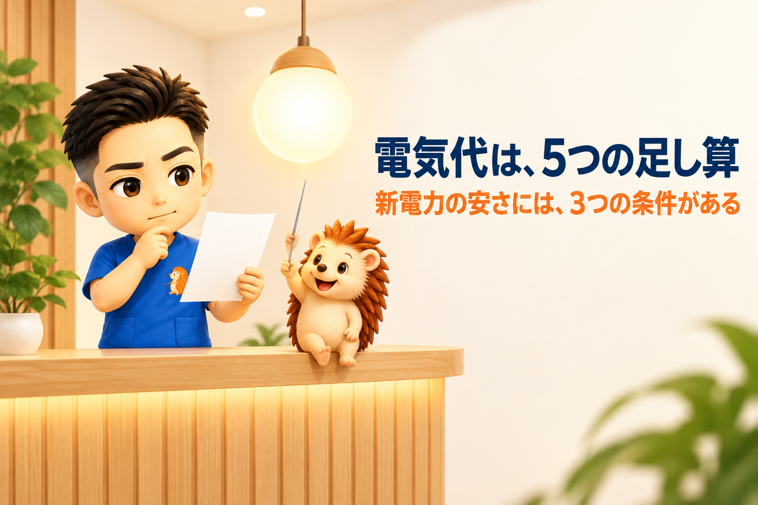 電気代は、5つの足し算｜新電力の安さには、3つの条件がある