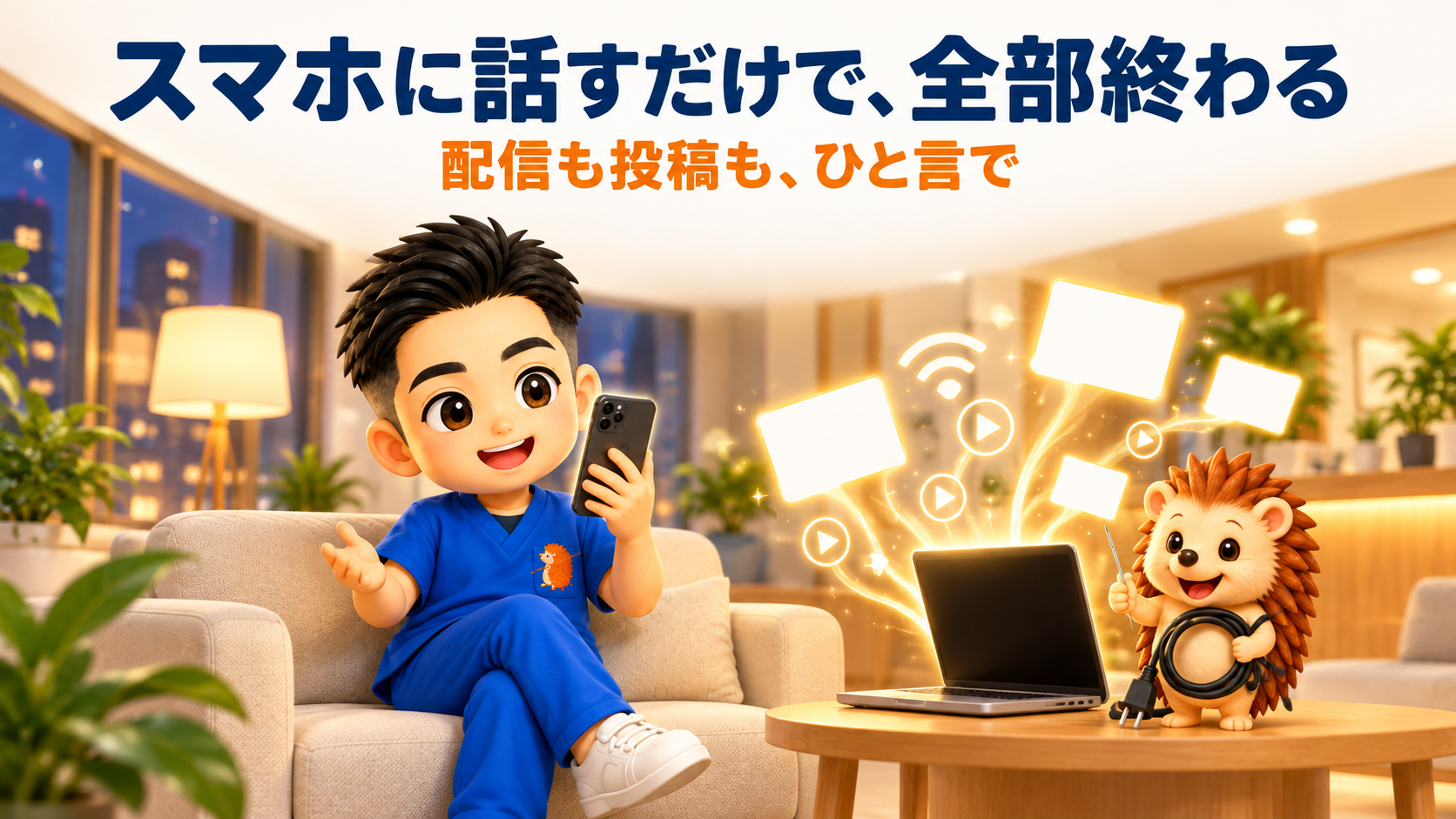 スマホに話すだけで、全部終わる｜配信も投稿も、ひと言で